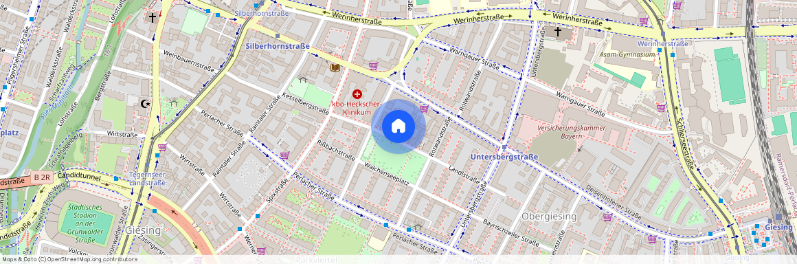 Walchenseeplatz, 81539 München Obergiesing ca. 3, 0 km south of Munich-center