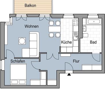 2 Zimmer mit Balkon, offene Küche - Foto 1