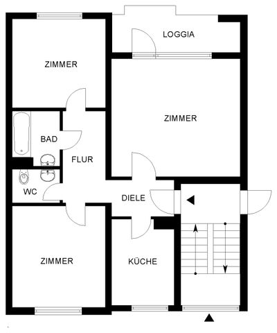 Toll geschnittene 3-Zimmer-Wohnung mit Loggia // 2.OG links - Foto 3