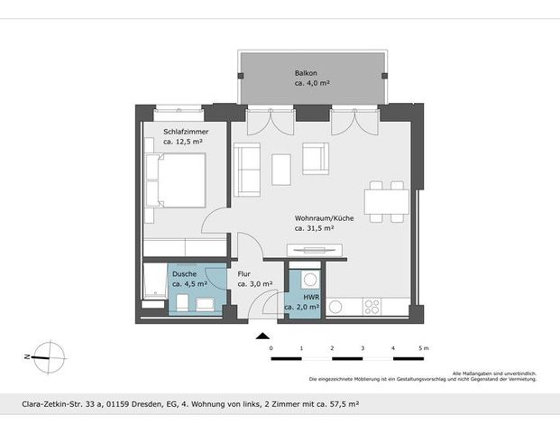 Neubau! 2-Raumwohnung mit Balkon und Einbauküche! - Foto 1