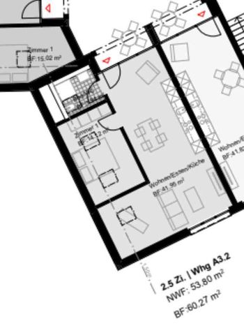 2.5 Zimmer, 60 m², 3. Stock - Foto 4