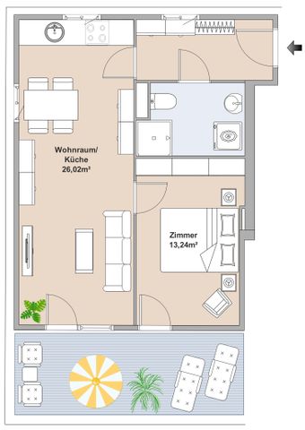 Gefördert | Ihre persönliche Oase: Genießen Sie die faszinierende Atmosphäre dieser 2-Zimmer-Wohnung mit sonniger Terrasse und Penthouse-Flair. - Photo 3