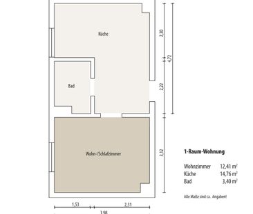 1-Raum-Wohnung im sanierten Altbau mit Dusche - Foto 3