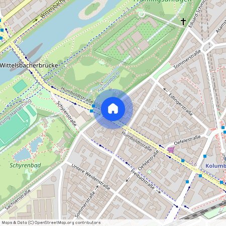 Humboldstr., 81543 München Au-Haidhausen ca. 2, 1 km south of Munich-center