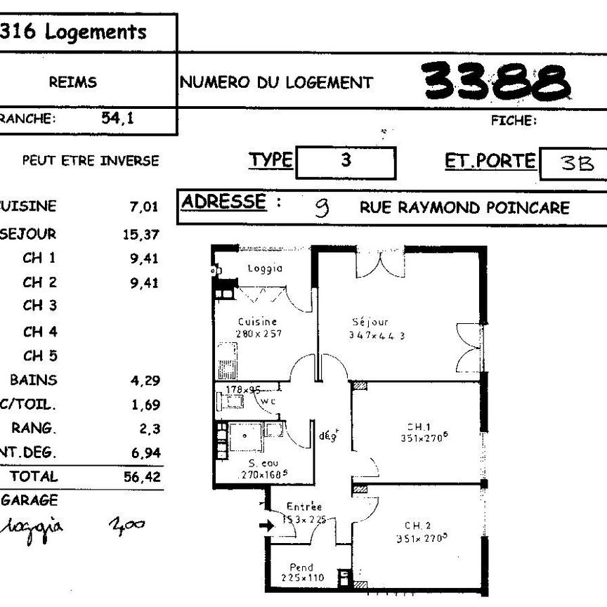 Location appartement T3 56.42m² à Reims (51100) Loyer CC * : 374.64 € Réf : ER.03388 - Photo 1