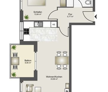 Moderne 2-Zimmer-Wohnung mit offenem Grundriss und Westbalkon - Photo 2