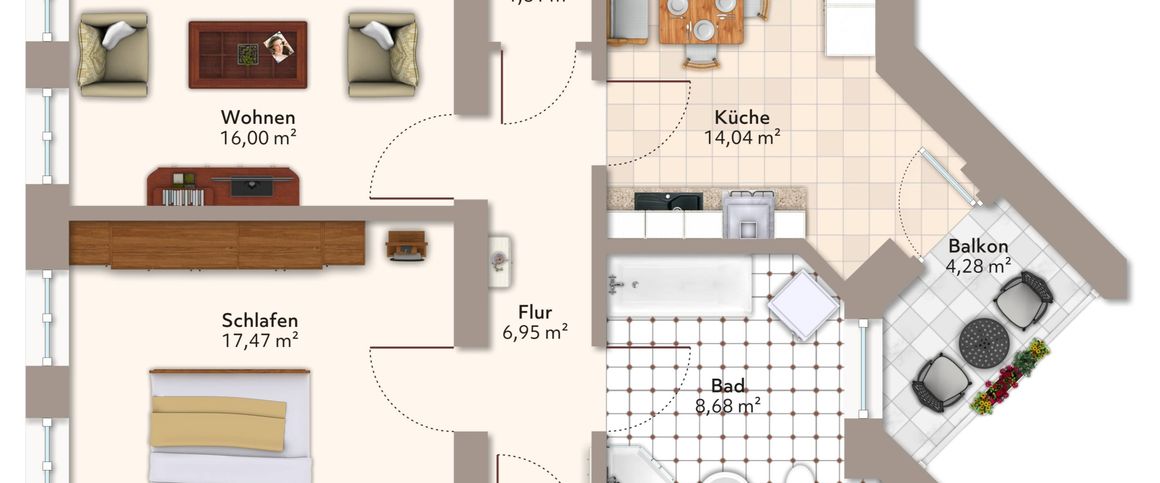 Attraktive 2-Raum-Wohnung mit Einbauküche - Photo 1