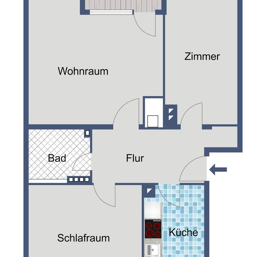 Vielseitig geschnittene 3-Zimmer-Wohnung für Paare und kleine Familien in Niederrad - Foto 1