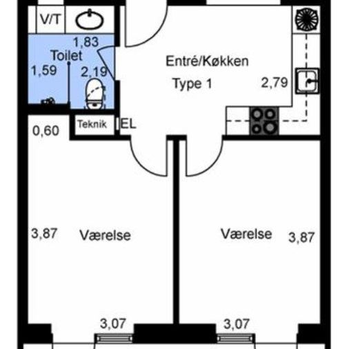 Delevenlig 3 værelses lejlighed med kort afstand til uddannelsesinstitution og indkøb - Photo 1