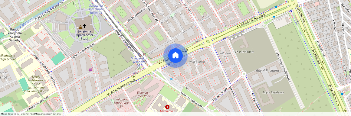 ul. Adama Branickiego, Błonia Wilanowskie, Wilanów, Warszawa, mazowieckie