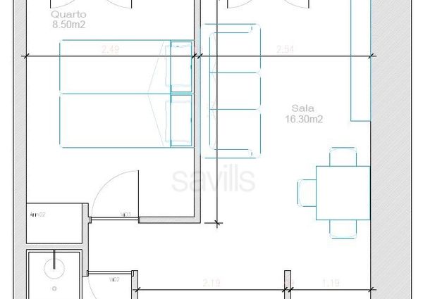 Apartamento T1 Alexandre Herculano com Varanda