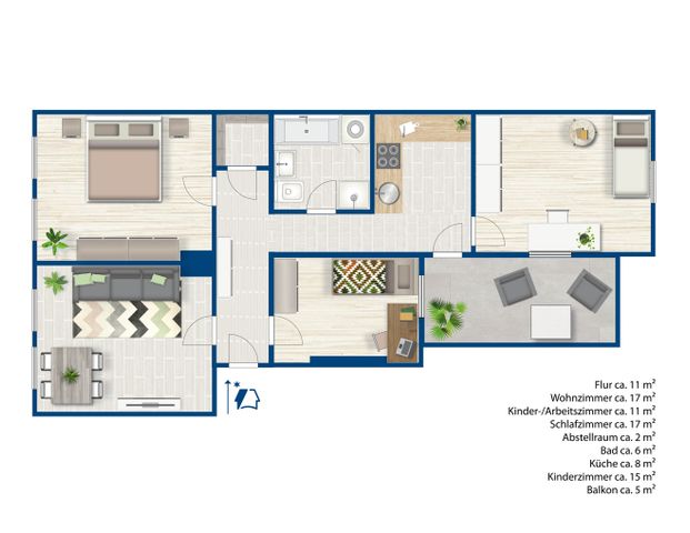 Familienwohnung mit Balkon und Fußbodenheizung in Halle, südliche Innenstadt - Foto 1
