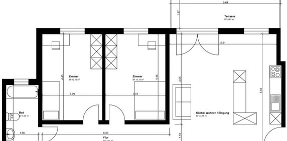 3.5 Zimmer, 73 m², EG - Foto 2