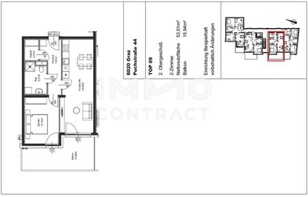 Geförderte, neuwertige 2 Zimmer Wohnung mit großem BALKON in Innenhoflage - Puchstraße 44 - Top 009 - Photo 2