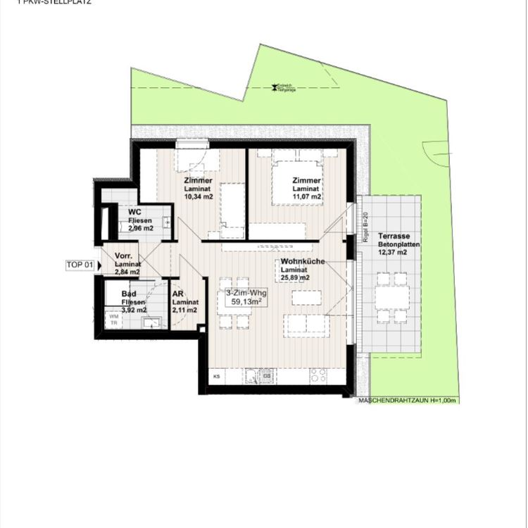Erdgeschoßwohnung mit Terrasse und Garten - Foto 2