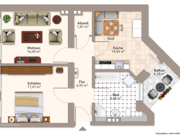 Attraktive 2-Raum-Wohnung mit Einbauküche - Photo 1