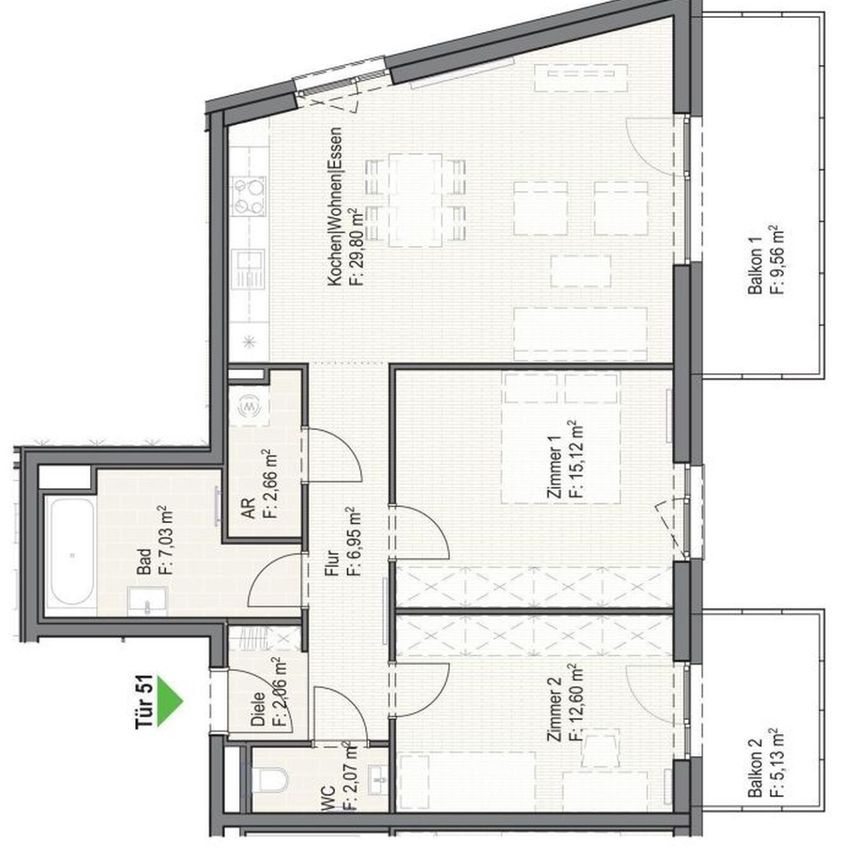 Helle 3-Zimmer-Wohnung mit 2 Balkonen in Reininghaus - Provisionsfrei! - Foto 2