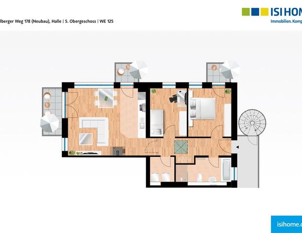Helle 3-Zimmer-DG-Wohnung mit Blick auf die Saale/Rabeninsel (Klima+Kamin) - WE125 - Foto 1