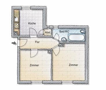 2-Raum • Laminat • Tageslichtbad mit Wanne • Stellplatz • Kaßberg •... - Photo 2