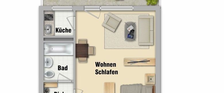 Ismaning - 1 Zimmerwohnung, Küche, Flur, Bad mit WC, Balkon, Kellerabteil - Foto 1