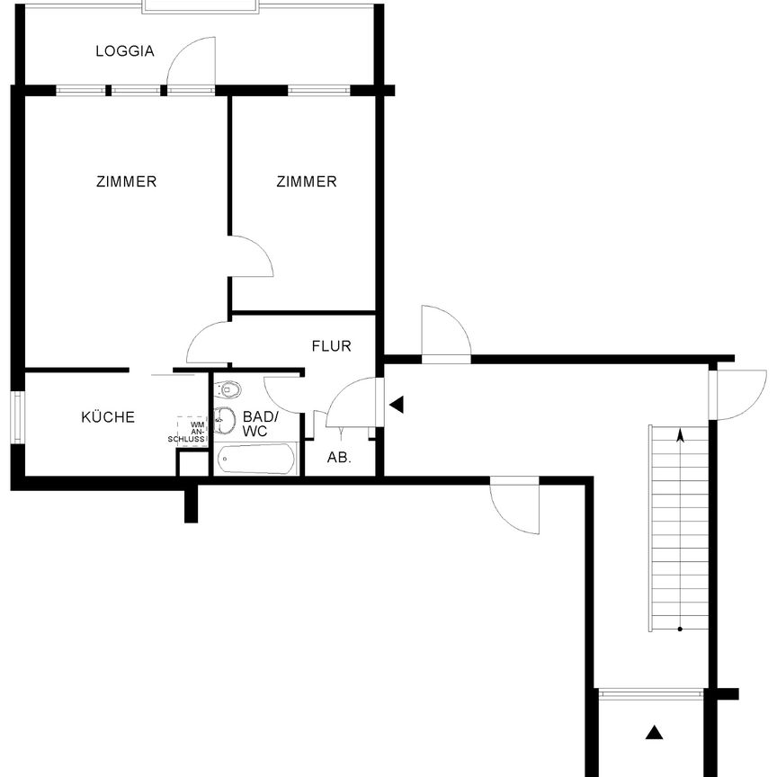 Großzügige 2-Zimmer-Wohnung sucht Nachmieter mit WBS // 1.OG 2. Mieteinheit von links - Foto 1