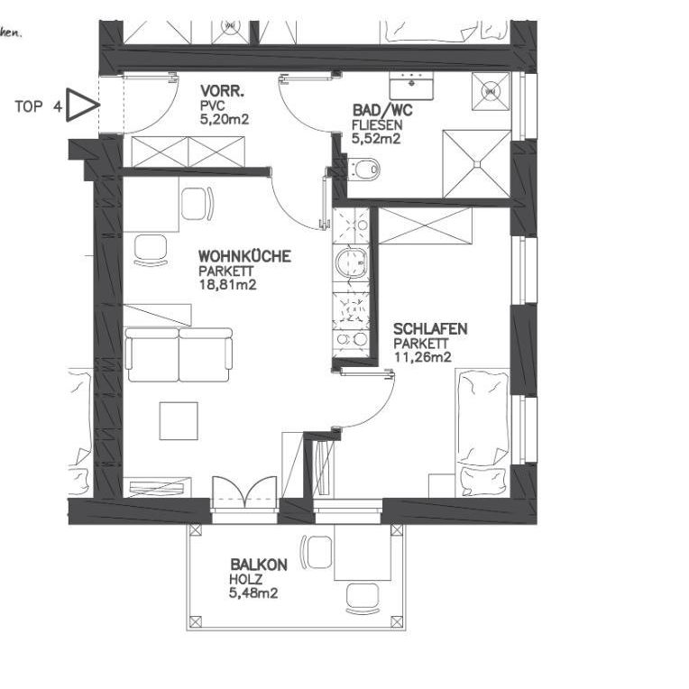 1 MONAT MIETFREI Helle 2-Zimmer Neubau-Mietwohnung in der Villa Assmann, Top 4 [GF,LB] - Photo 1