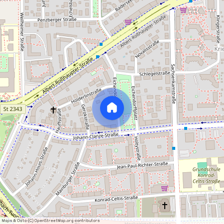 Eichendorffplatz, 81369 München Sendling-Westpark ca. 5, 1 km south-west of Munich-center