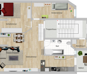 Gemütliche 4-Raum-Wohnung im Dachgeschoss mit Balkon - Photo 2