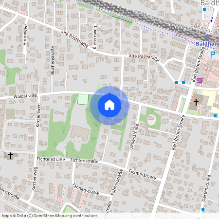 Waldstraße, 85598 Vaterstetten ca. 15, 4 km east of Munich-center