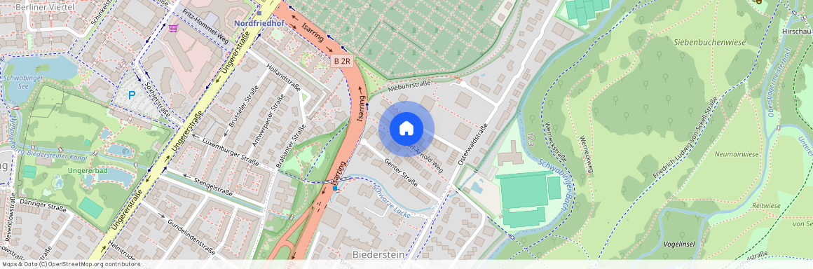 Peter-Paul-Althaus-Straße, 80805 München Schwabing ca. 3, 9 km north-east of Munich-center