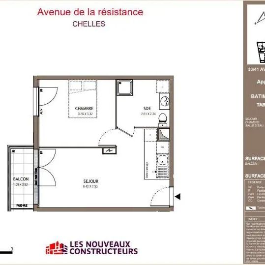 Appartement à louer 2 pièces 39.37m² - Photo 2