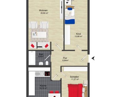 Praktische und helle 3-Raum-Wohnung im 4. OG mit flexiblen Nutzungs... - Foto 1