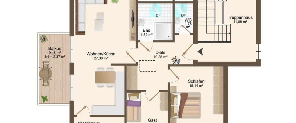 Vermietung: Erstbezug, moderne Obergeschosswohnung mit Balkon und Carport in Westoverledingen - Photo 1