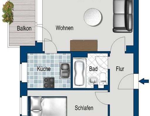 Gemütliche und renovierte 1,5 Zimmer mit Balkon - Foto 1