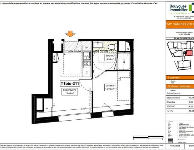 location Appartement T1 DE 24.68m² À RENNES - Photo 1