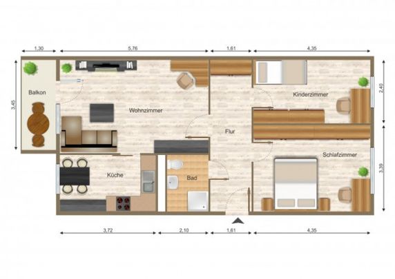 Wohnung, 3 Zimmer (69,07 m²) - Foto 1