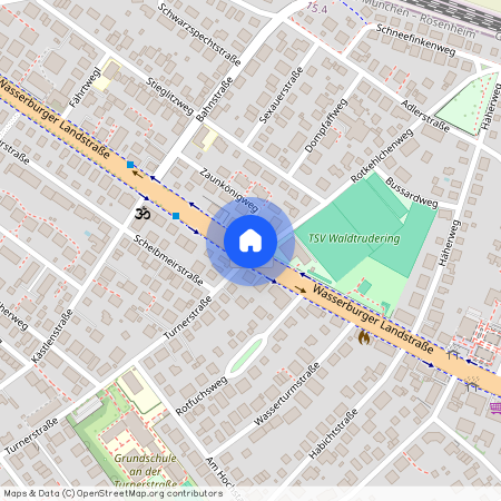 Wasserburger Landstraße, 81827 München Trudering ca. 8, 7 km east of Munich-center