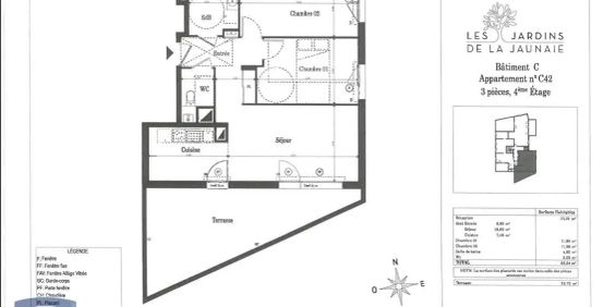 Appartement à louer 3 pièces 63.84m² - Photo 3