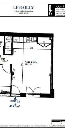 Appartement à louer 2 pièces 43.47m² - Photo 2