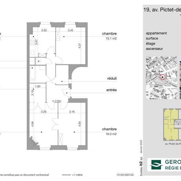 Appartement traversant de 4 pièces, 74 m2 environ, au 1er étage. - Foto 2