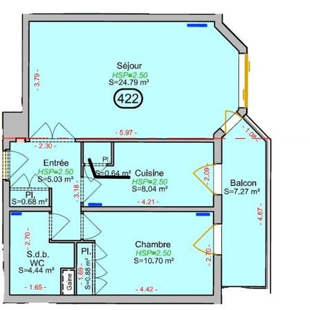 location Appartement T2 DE 55.2m² À PARIS - Photo 4