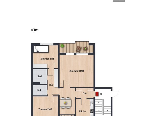 Kleines günstiges Zimmer innerhalb einer 3er-WG // 2.OG li, Zimmer 1148 - Photo 1