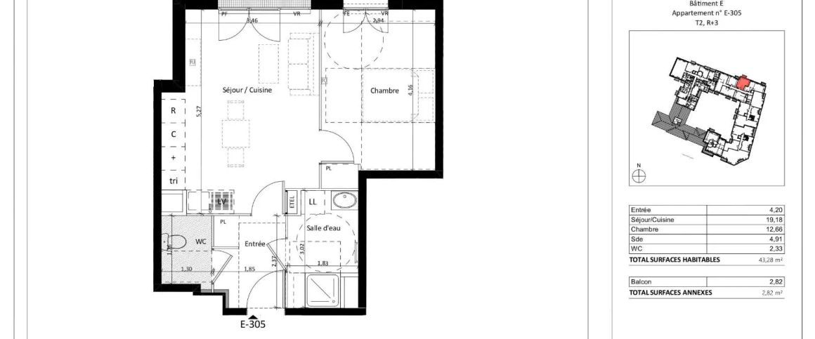 Appartement à louer 2 pièces 43.28m² - Photo 1