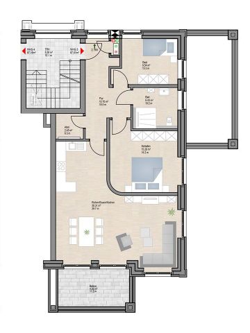 3 Zimmer Wohnung im Obergeschoss - Photo 2