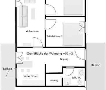 3.5 Zimmer, 51 m² - Photo 3