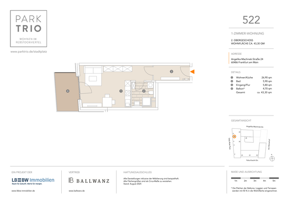 Effizient geschnittenes 1-Zimmer-Apartment mit Balkon - Photo 1