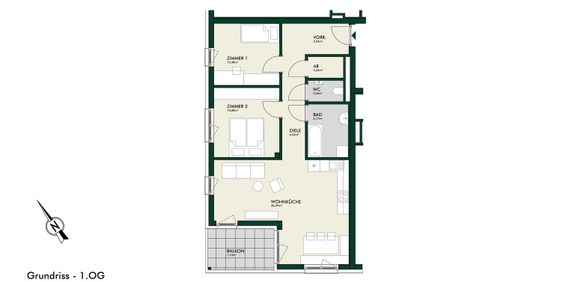 Lichtdurchflutete Erstbezugswohnung mit Balkon - Photo 2