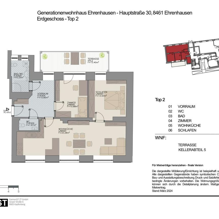 Erstbezug nach Generalsanierung in Ehrenhausen - 3 Zimmer-Wohnung mit Terrasse TOP 2 ; [GF,HStrEh] - Photo 2