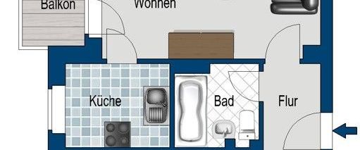Gemütliche und renovierte 1,5 Zimmer mit Balkon - Foto 1