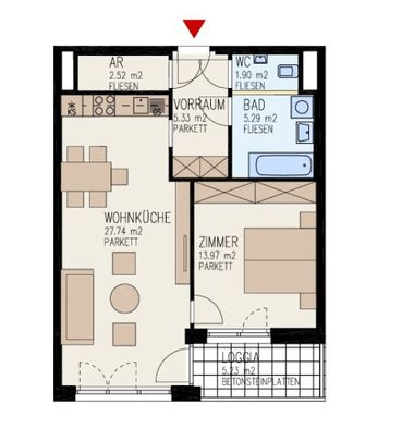 Moderne 2-Zimmer-Wohnung mit Loggia und voll ausgestatteter Küche in Linz zu vermieten! (Top 61) - Foto 1